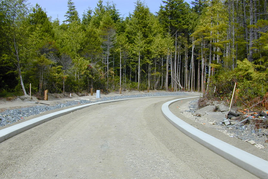 Slip form concrete curbs