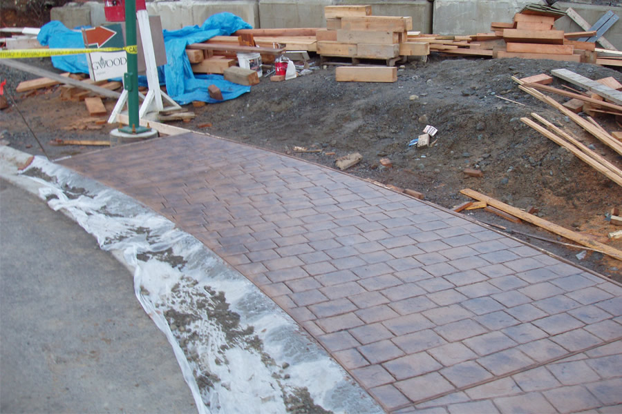Niko Projects stamped and coloured concrete sidewalks